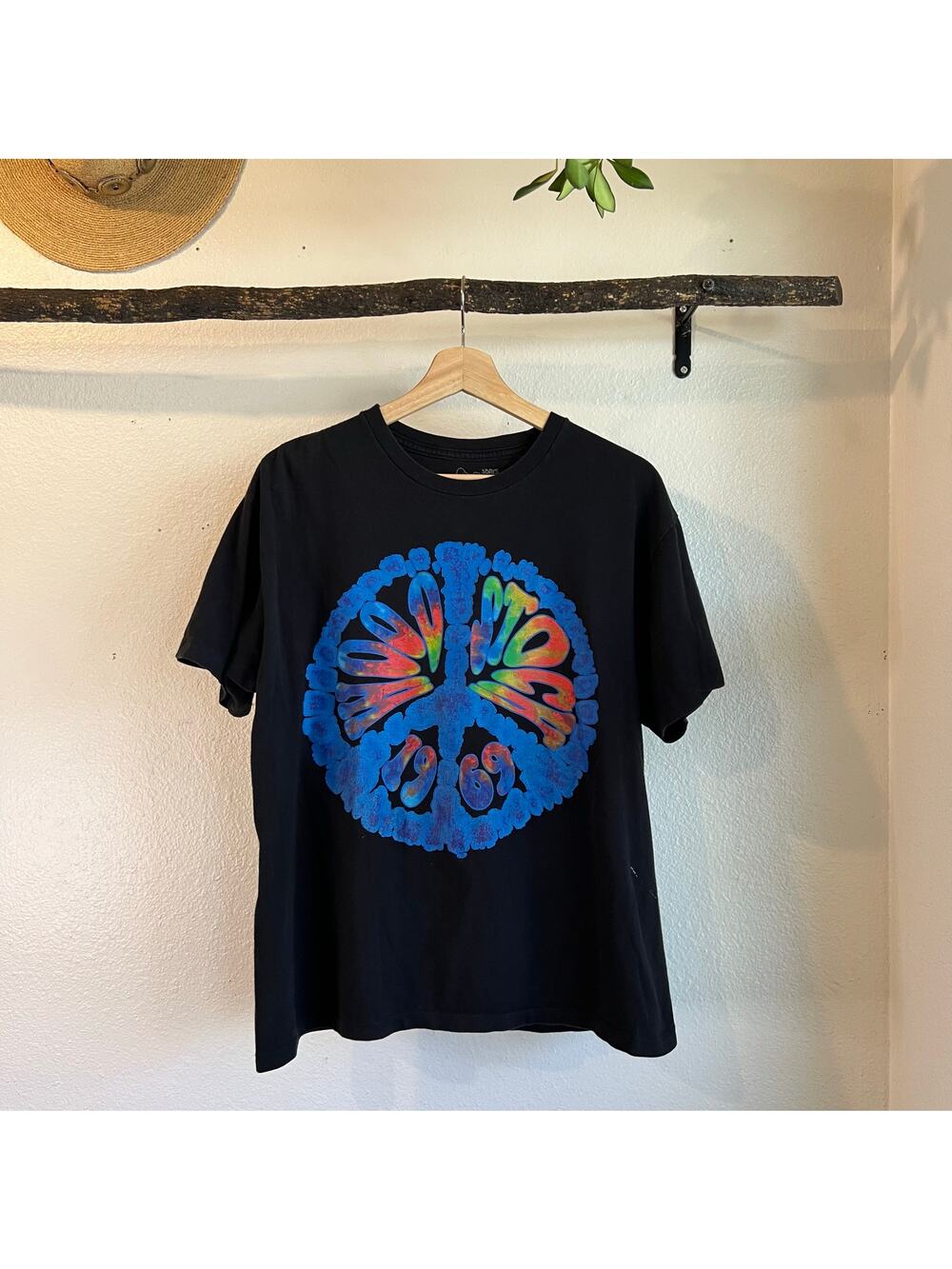 Woodstock 2009 Black Cotton Peace Tie Dye Graphic Tee Size Large Unisex
